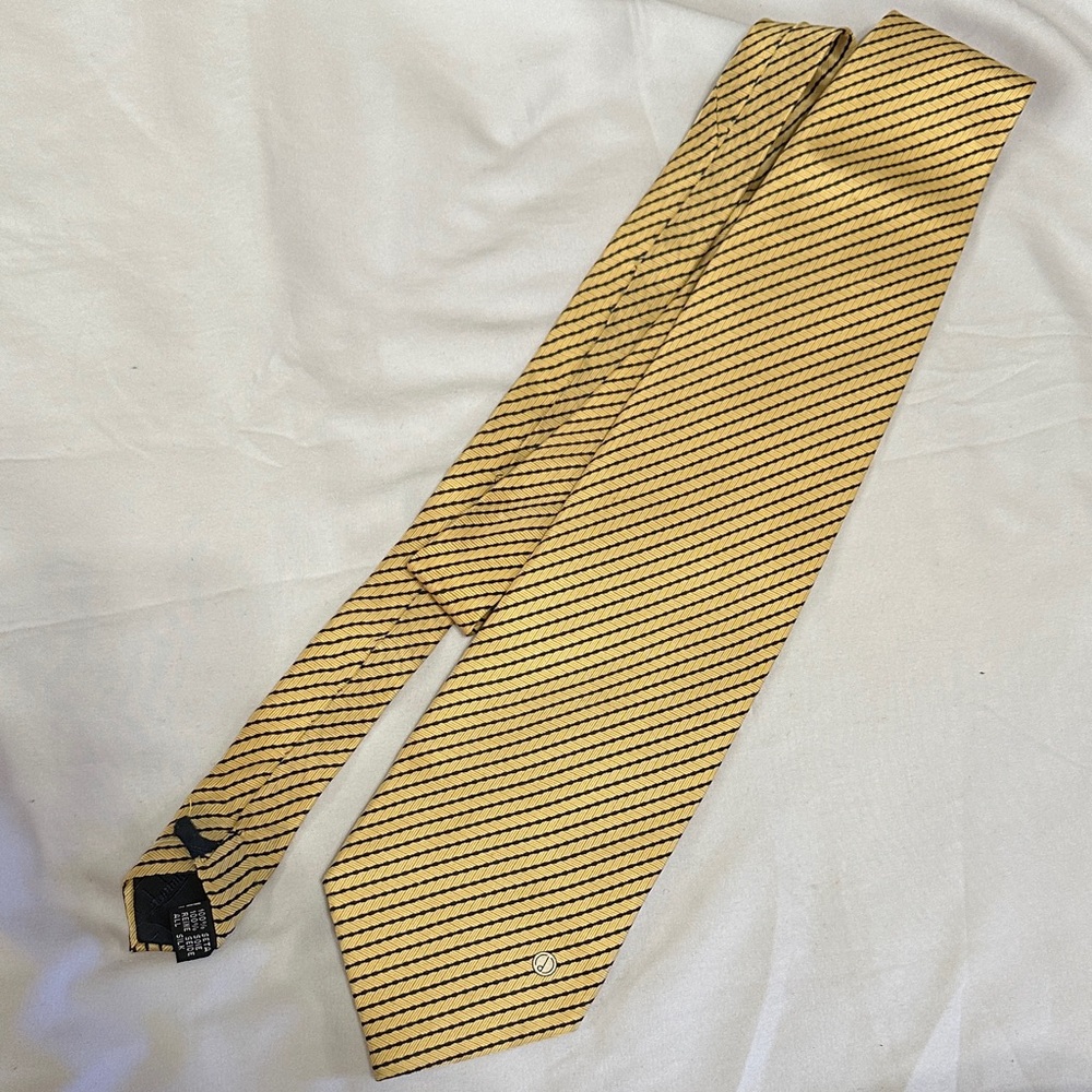 Dunhill Silk Gold and Black Striped Tie - New, never worn
